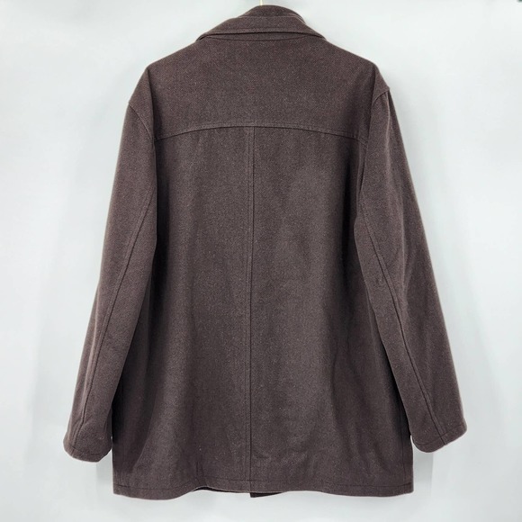 Pendleton Men's Brown Zip Up Button Cashmere Wool Blend Pea Coat Size 44 - Picture 3 of 7